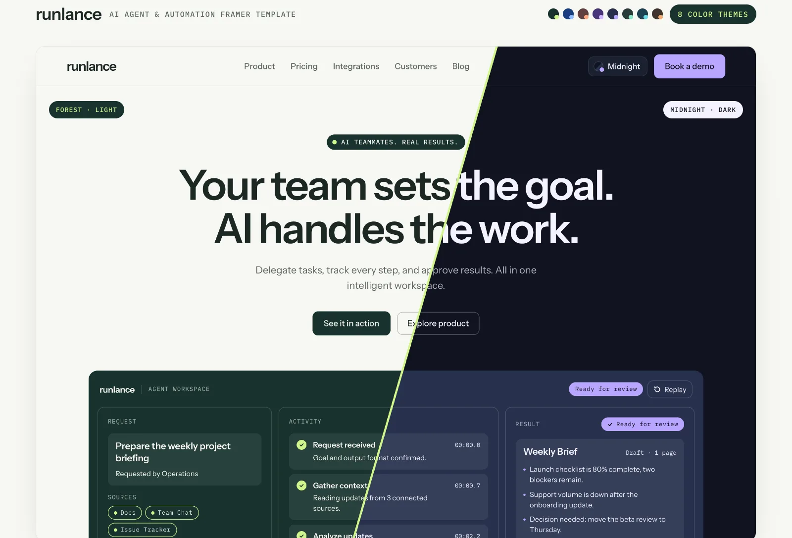 Runlance Agent OS — Lucidshade Framer Template