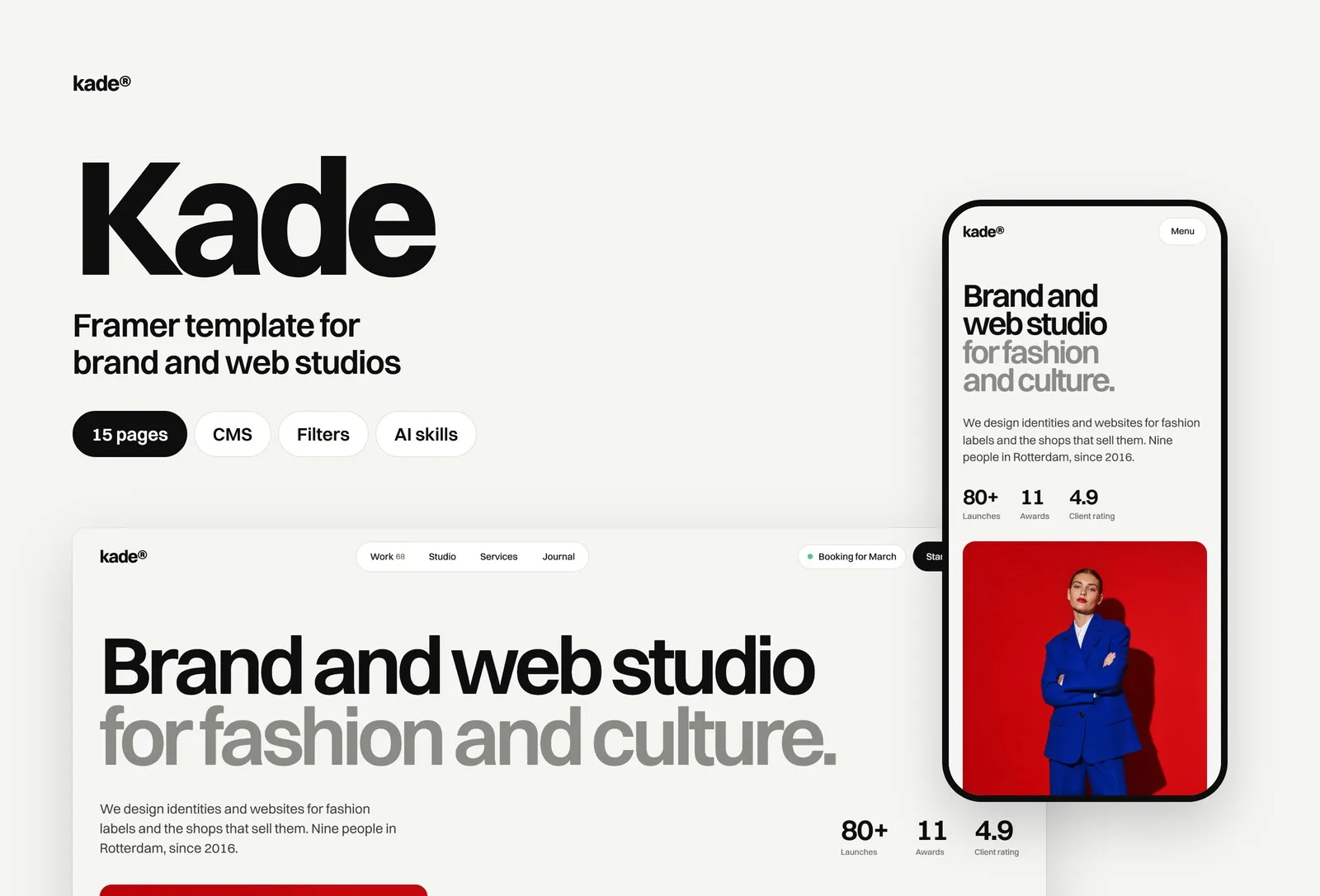 Kade — Dektion Studio Framer Template
