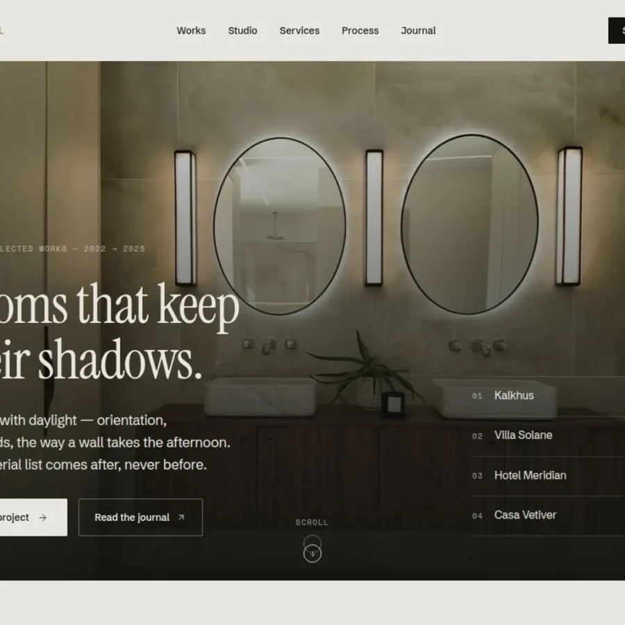 Norval — Interior Architecture Studio Template — Weblr Studio Framer Template