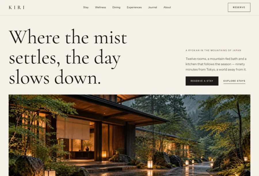 RYOKAN — Hotel & Ryokan Framer Template — KIRI Studio Framer Template