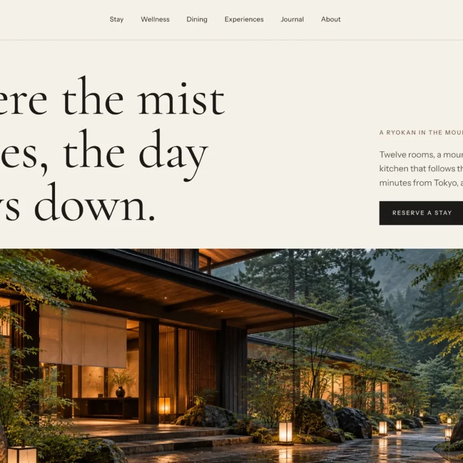 RYOKAN — Hotel & Ryokan Framer Template — KIRI Studio Framer Template