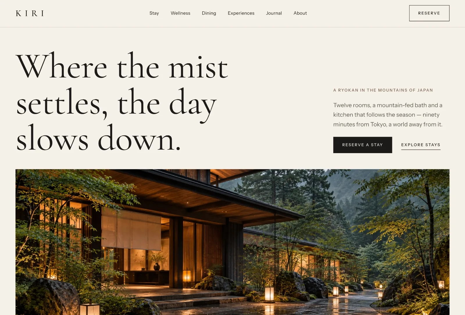 RYOKAN — Hotel & Ryokan Framer Template — KIRI Studio Framer Template