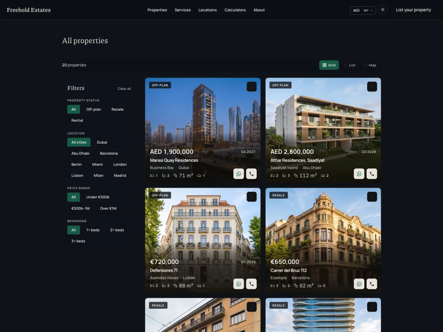 Freehold — Real Estate Template, English + Arabic — Framer Template