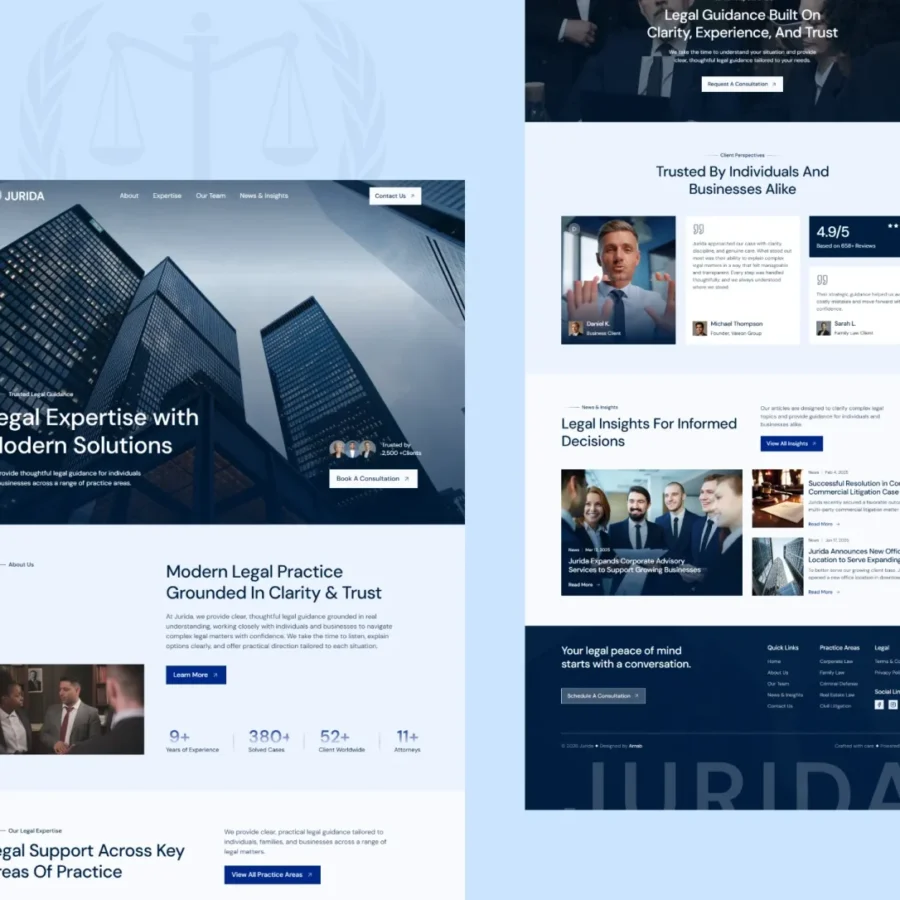 Jurida — Modern Law Firm & Legal Template — Arnab Maiti Framer Template