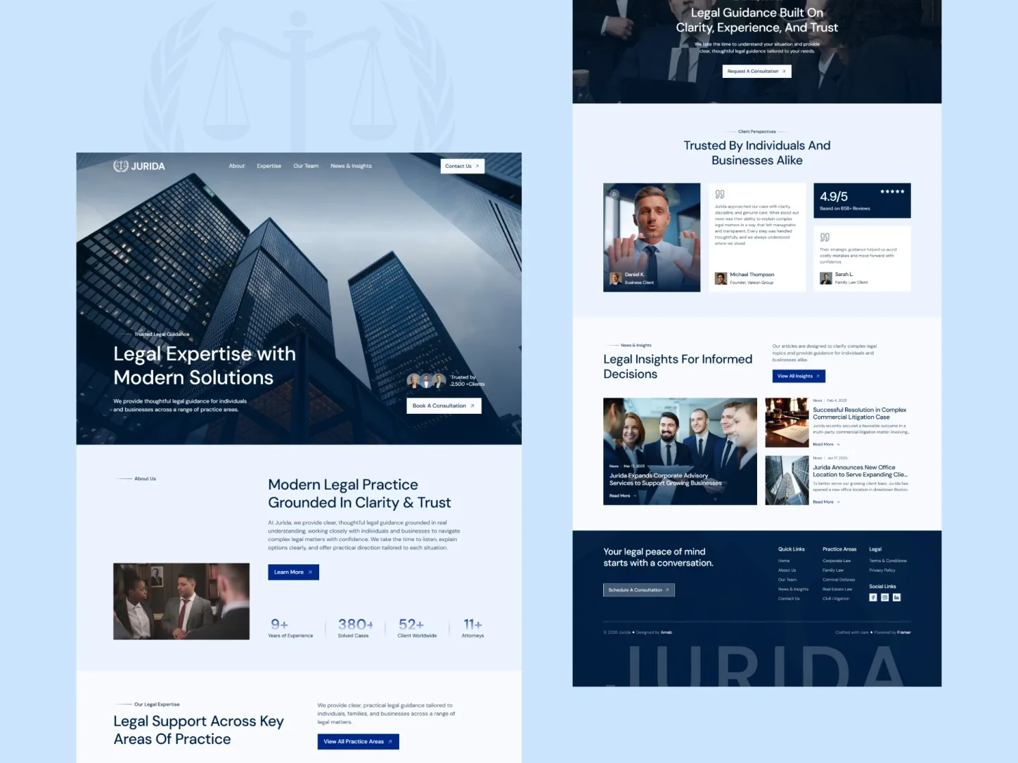 Jurida — Modern Law Firm & Legal Template — Arnab Maiti Framer Template