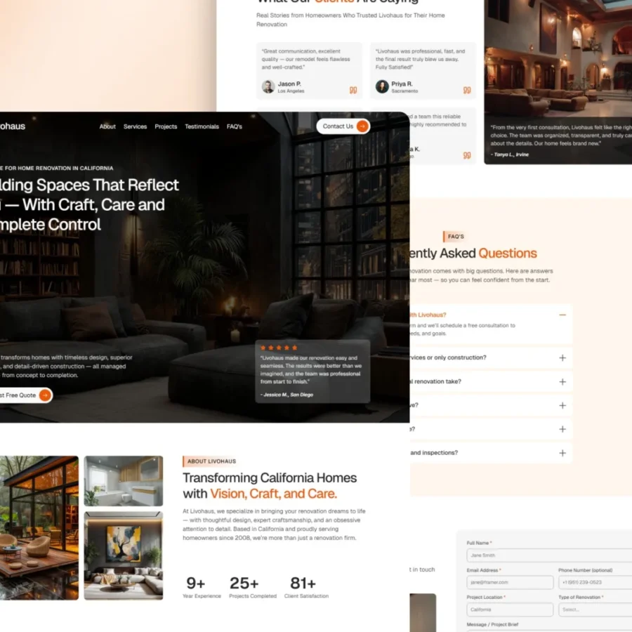 Livohaus – Renovation & Construction Template — Arnab Maiti Framer Template