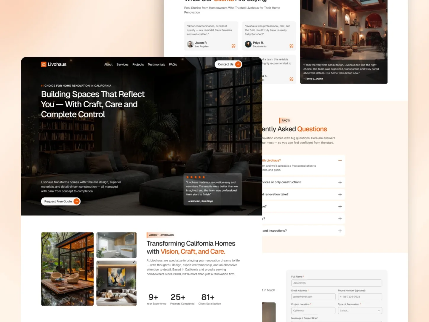 Livohaus – Renovation & Construction Template — Arnab Maiti Framer Template