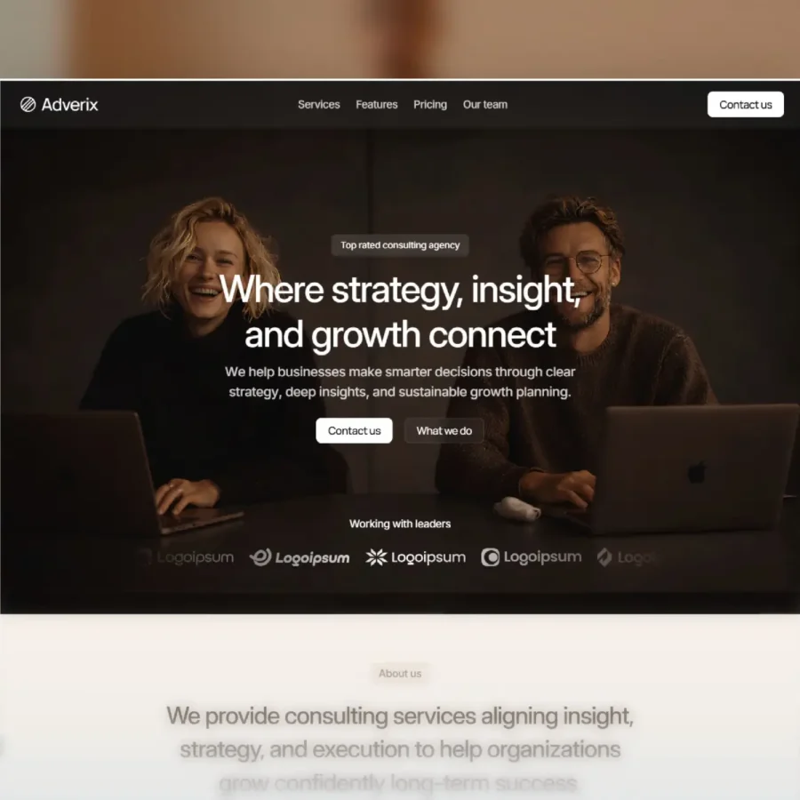 Adverix — Consulting agency website template — Mudasir Hussain Framer Template