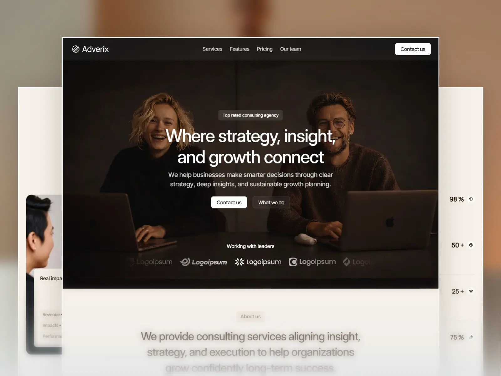 Adverix — Consulting agency website template — Mudasir Hussain Framer Template