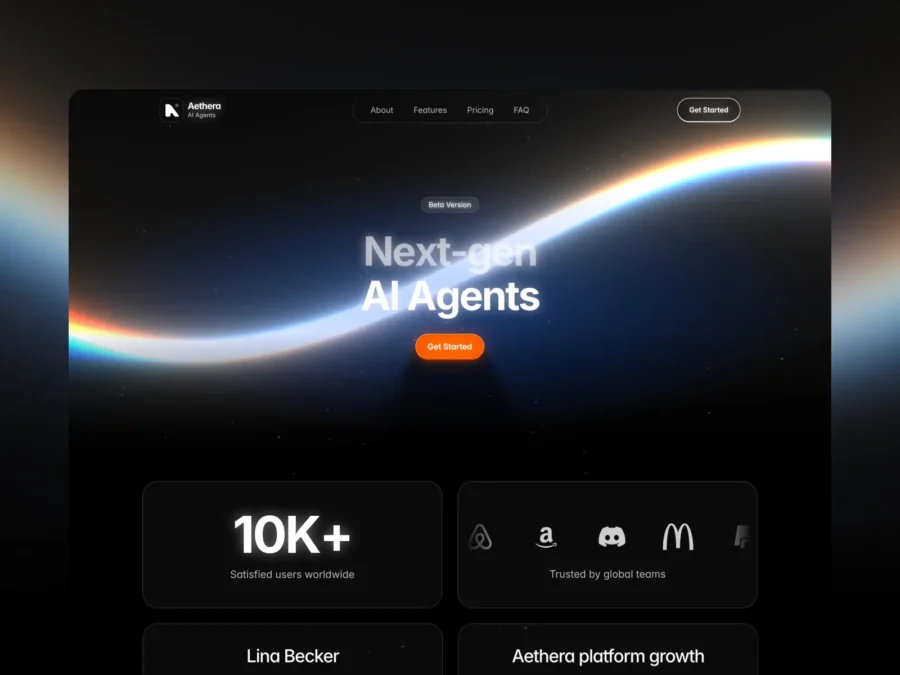 Aethera — Premium AI Agent Landing Page — Kseniia Bator Framer Template