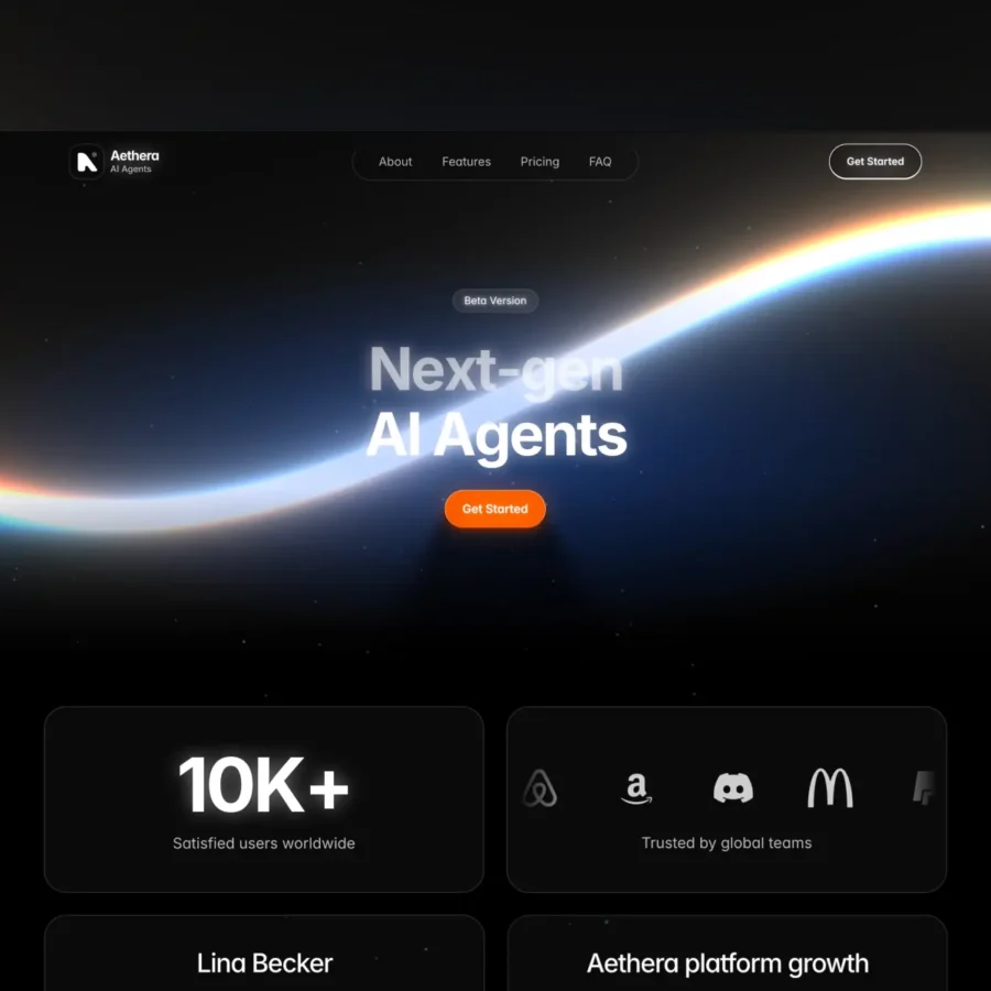 Aethera — Premium AI Agent Landing Page — Kseniia Bator Framer Template