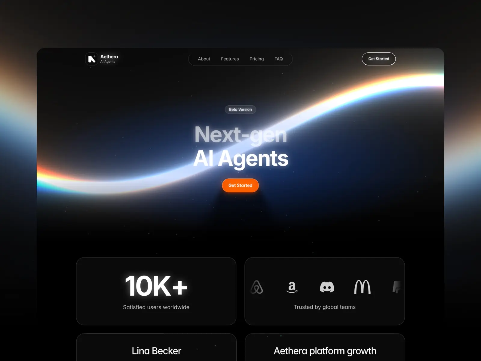 Aethera — Premium AI Agent Landing Page — Kseniia Bator Framer Template