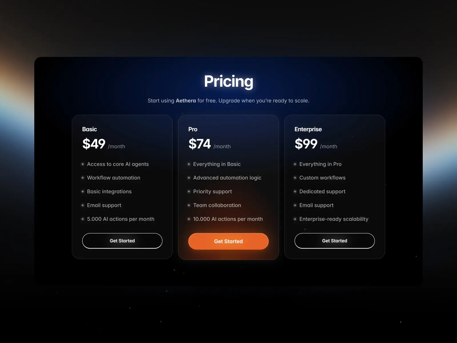 Aethera — Premium AI Agent Landing Page