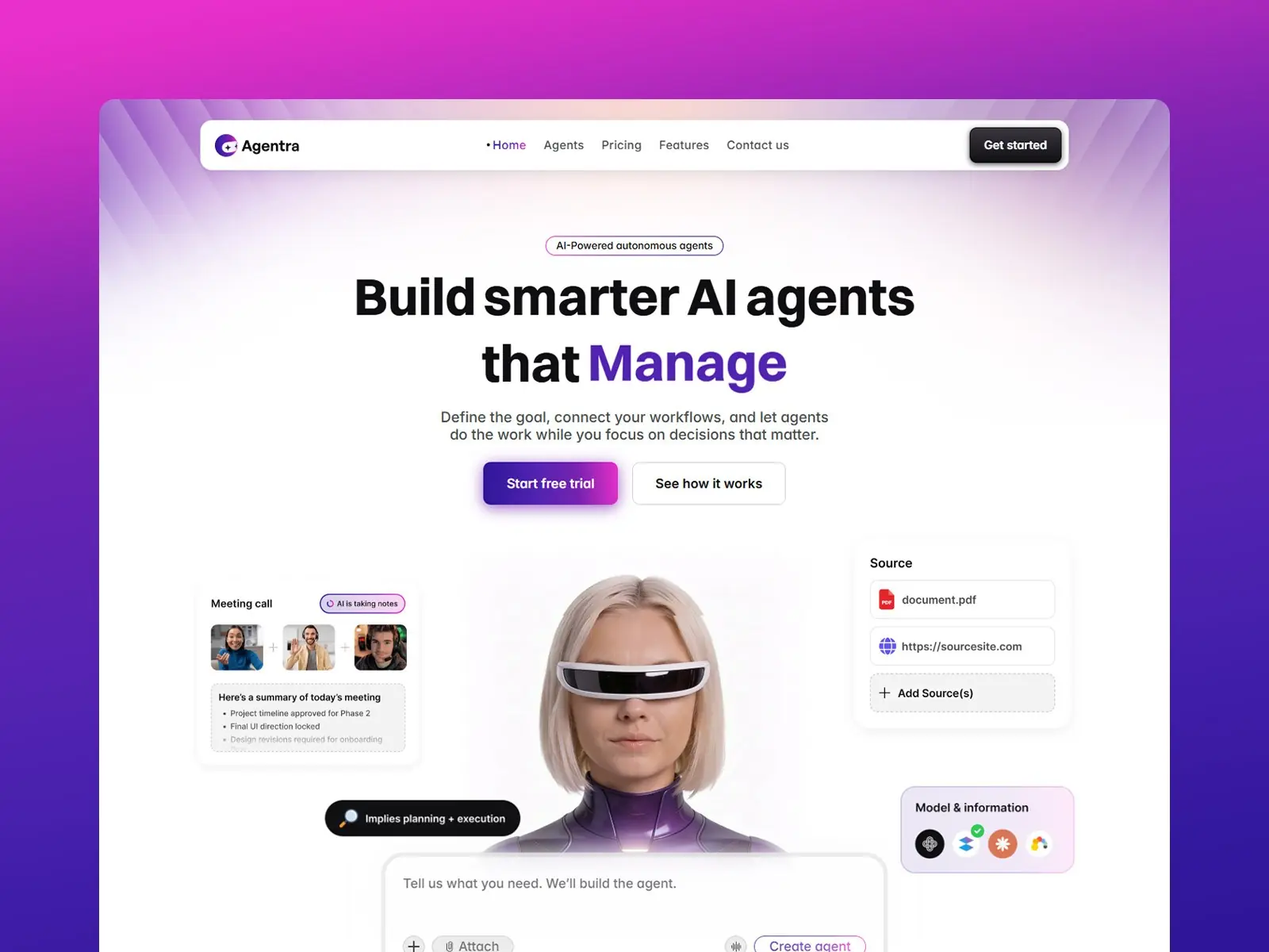 Agentra — AI SaaS Landing Page Template — Salim from Webestica Framer Template