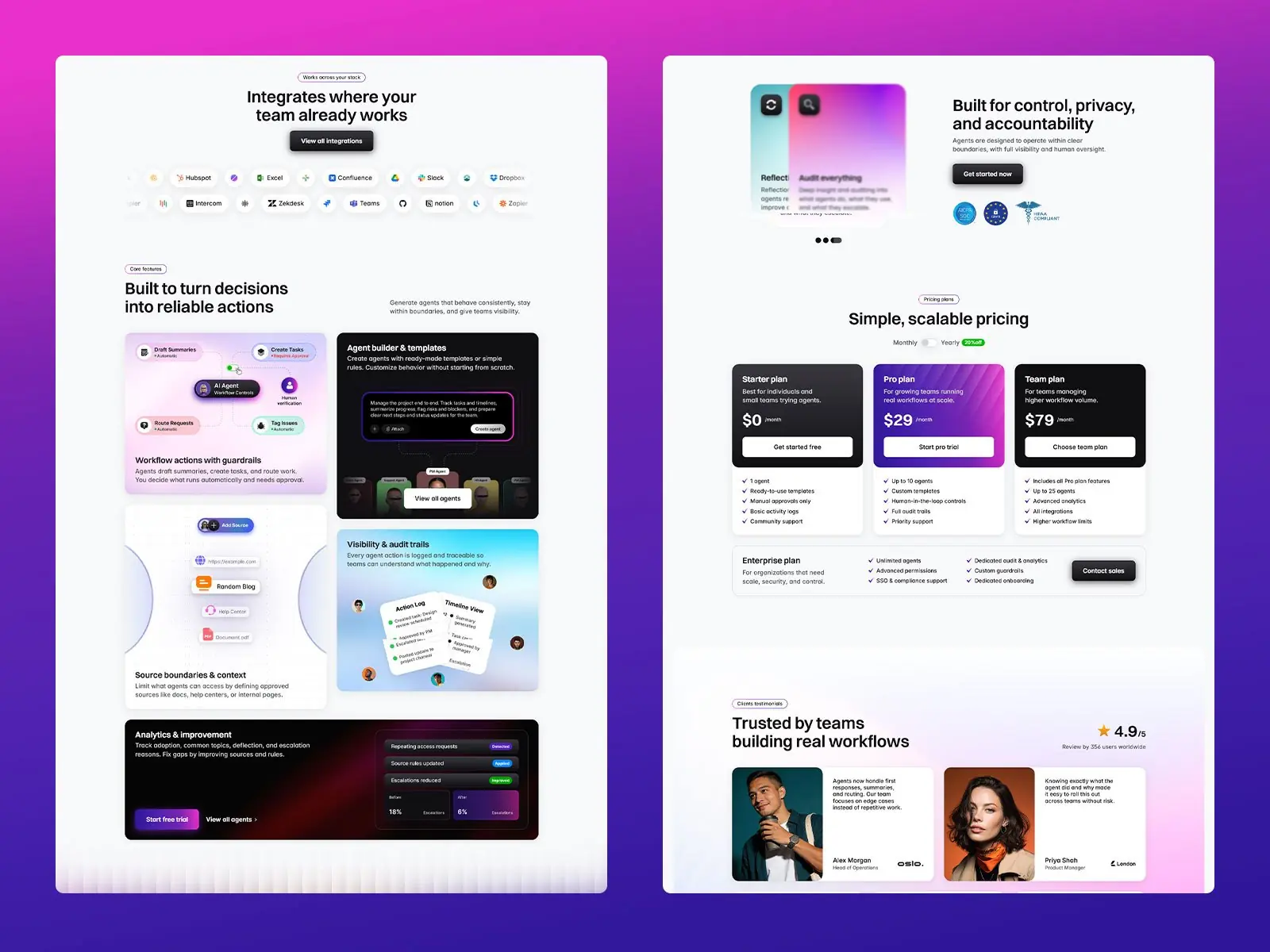 Agentra — AI SaaS Landing Page Template