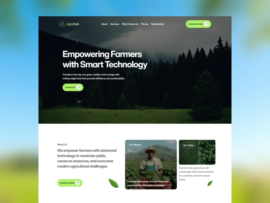 Agrohub — Clean Agriculture Landing Page — Collins Abrusu Framer Template