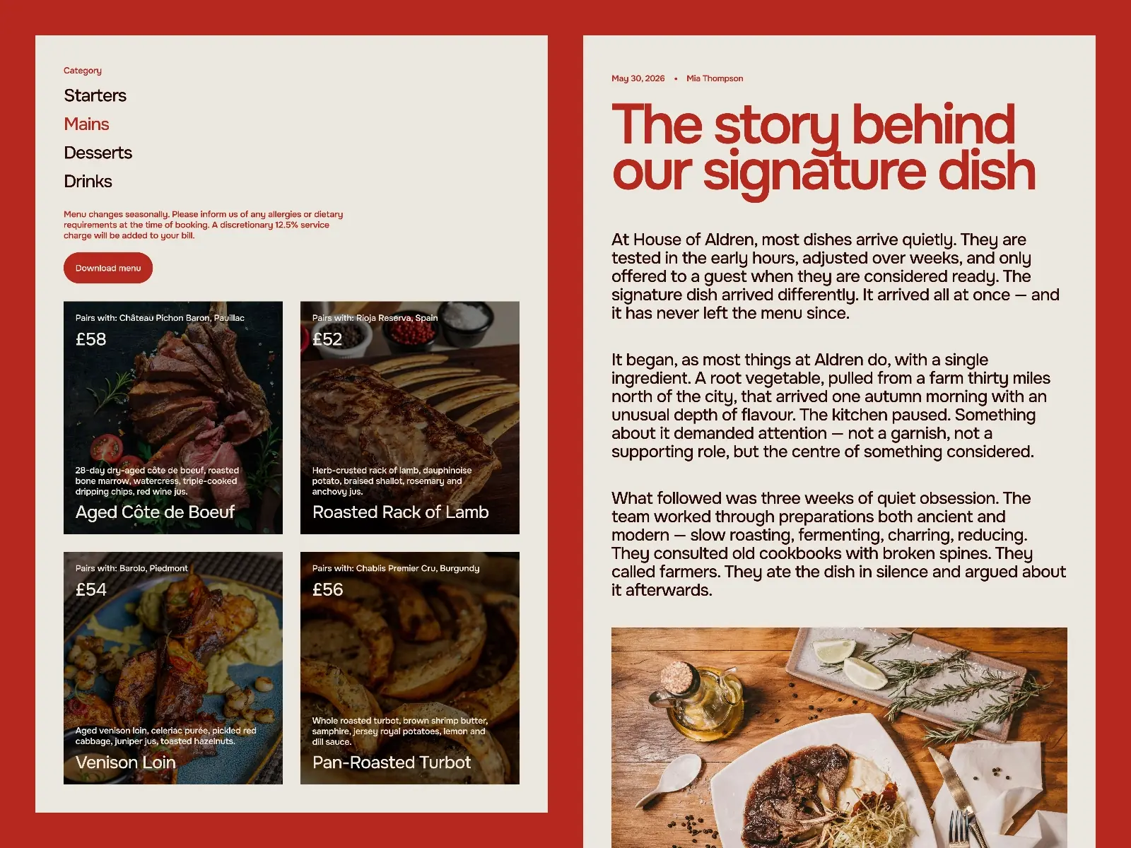 Aldrens — Fine Dining Restaurant Template