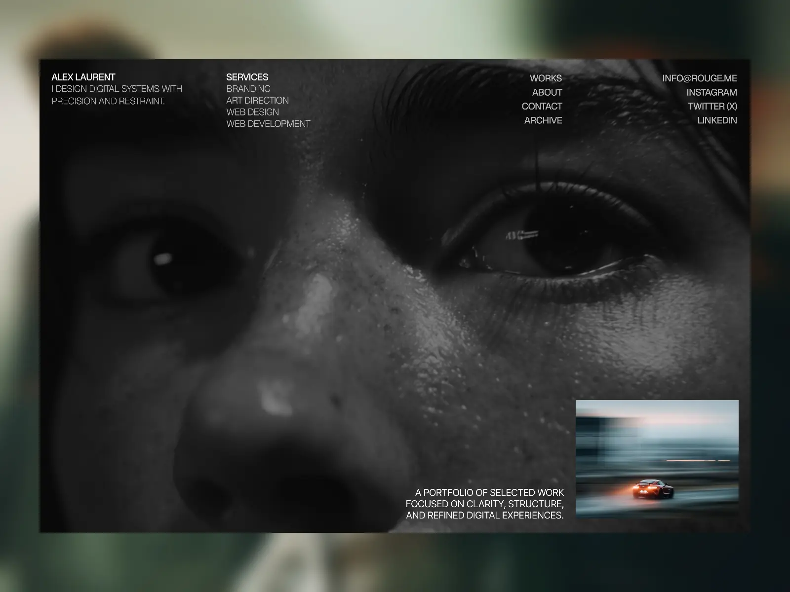 Alex Laurent — Minimal Portolio Website — Bright Ajiboye Framer Template