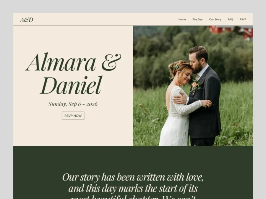 Almara — Wedding Invitation — Catalystco Framer Template