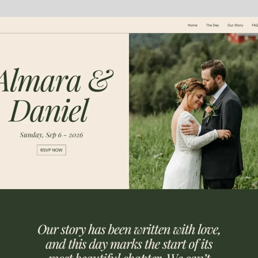 Almara — Wedding Invitation — Catalystco Framer Template