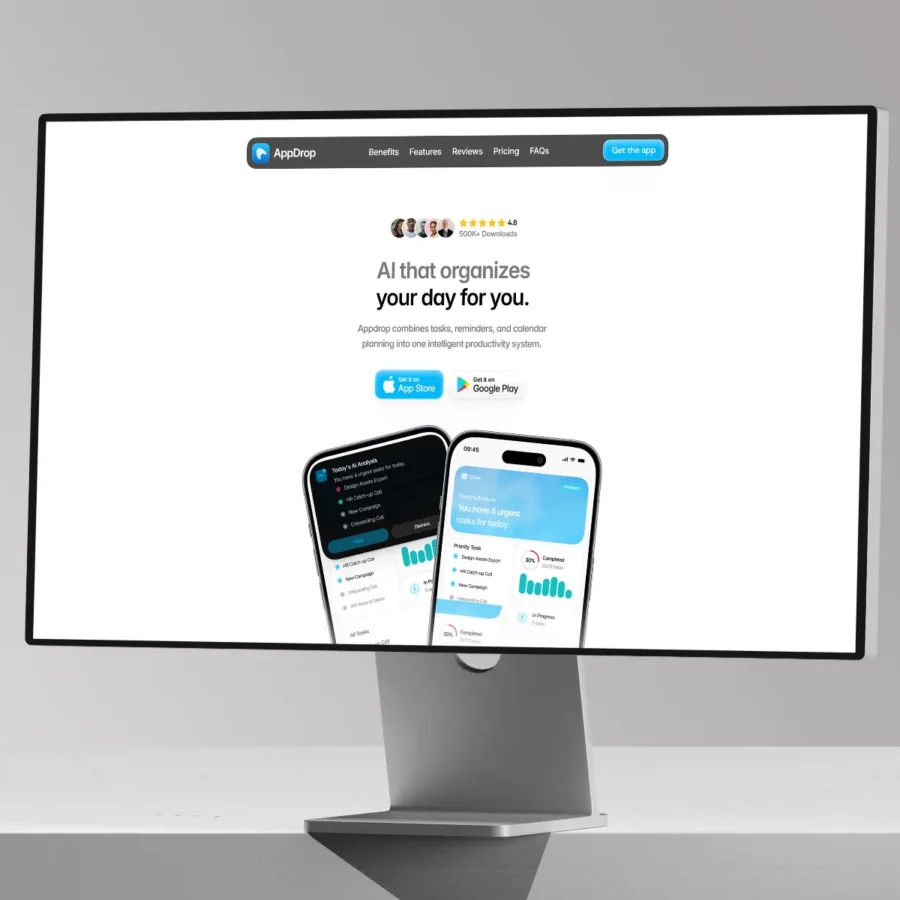 AppDrop — Free Mobile App Template — Zain Malik Framer Template