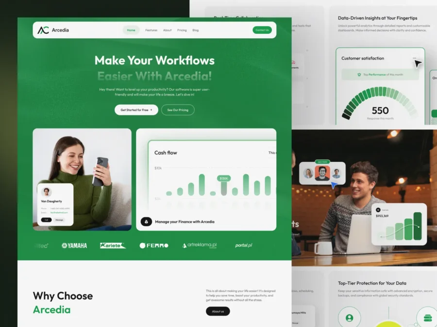 Arcedia — SaaS, Startup, AI Landing Page — Pentaclay Framer Template