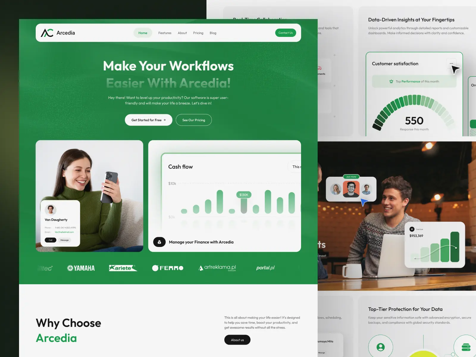 Arcedia — SaaS, Startup, AI Landing Page — Pentaclay Framer Template