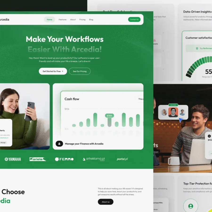 Arcedia — SaaS, Startup, AI Landing Page — Pentaclay Framer Template