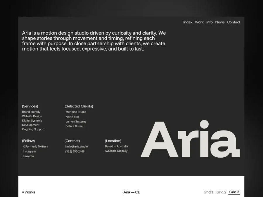 Aria — Made for Motion Studios — Chayan Panda Framer Template