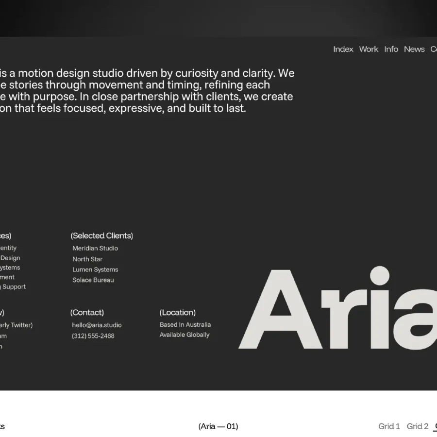 Aria — Made for Motion Studios — Chayan Panda Framer Template