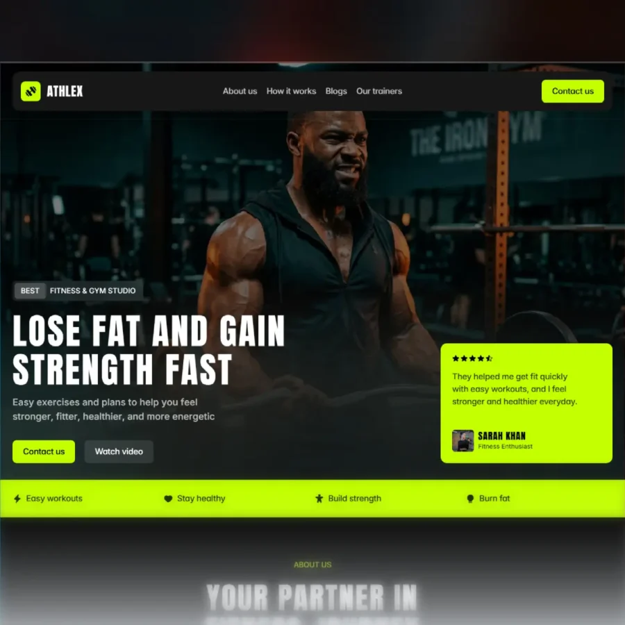 Athlex — Fitness & Gym Studio Template — Mudasir Hussain Framer Template