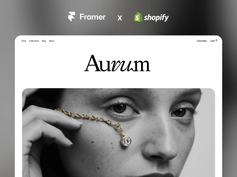 Aurum — Framer + Shopify Template — Vítrea Studio Framer Template