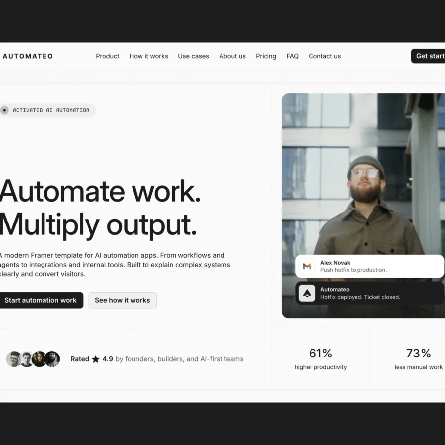 Automateo — Best template for AI automation — Damir Cosic Framer Template