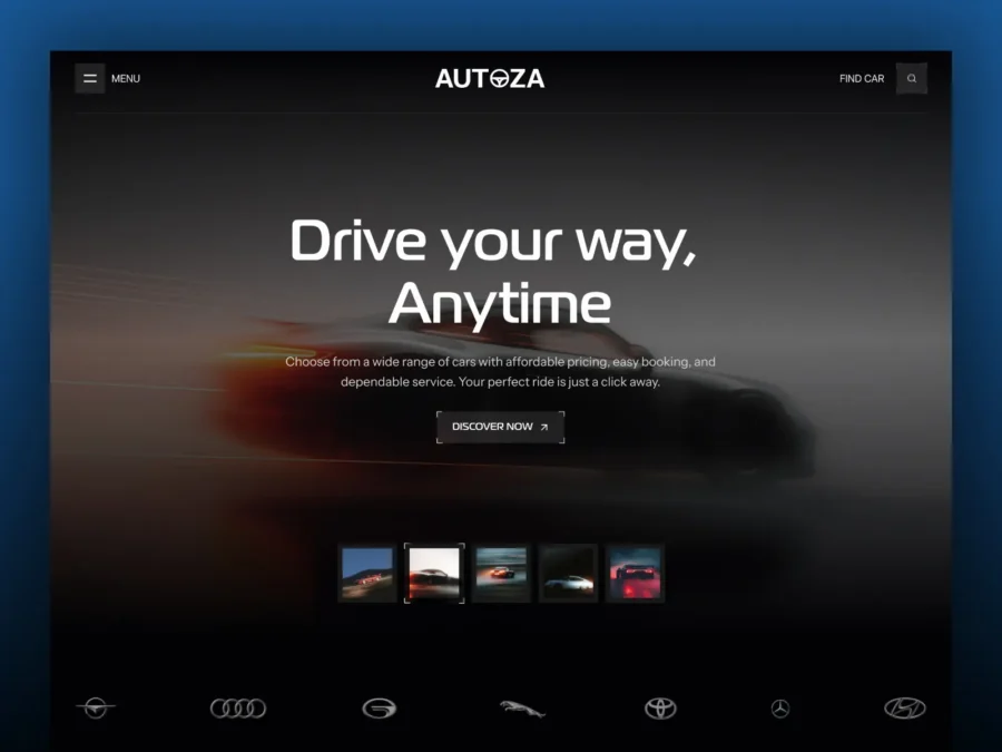 Autoza — Car Rental Template — Mezario Framer Template