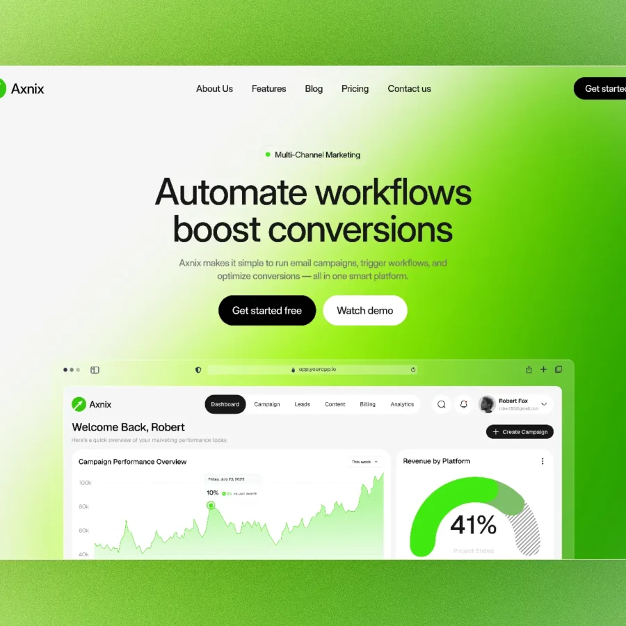 Axnix — Marketing Automation Template — Pixcut Studio LLC Framer Template