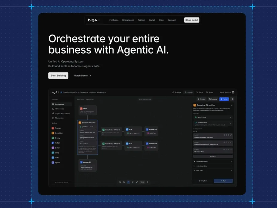 bigA.i — AI Workflow Website Template — bigbi studio Framer Template