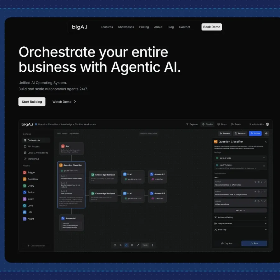bigA.i — AI Workflow Website Template — bigbi studio Framer Template