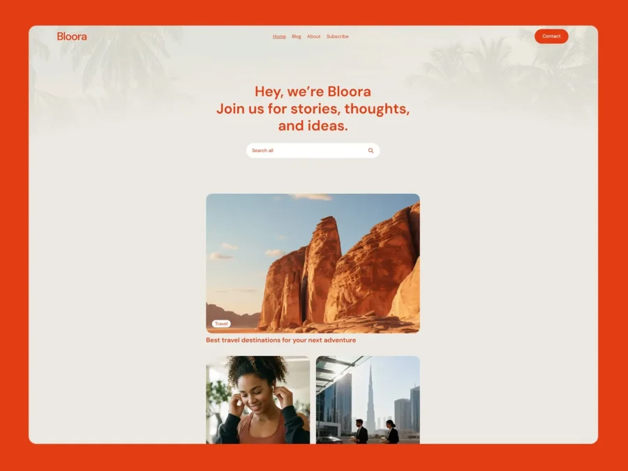 Bloora — Minimal Blog Creator Template — FlowSark Framer Template
