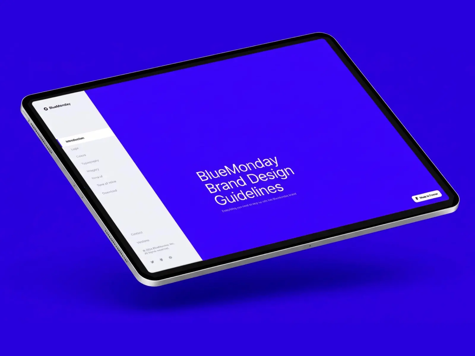 BlueMonday — Brand Design Guidelines Template — Tomáš Hustoles Framer Template