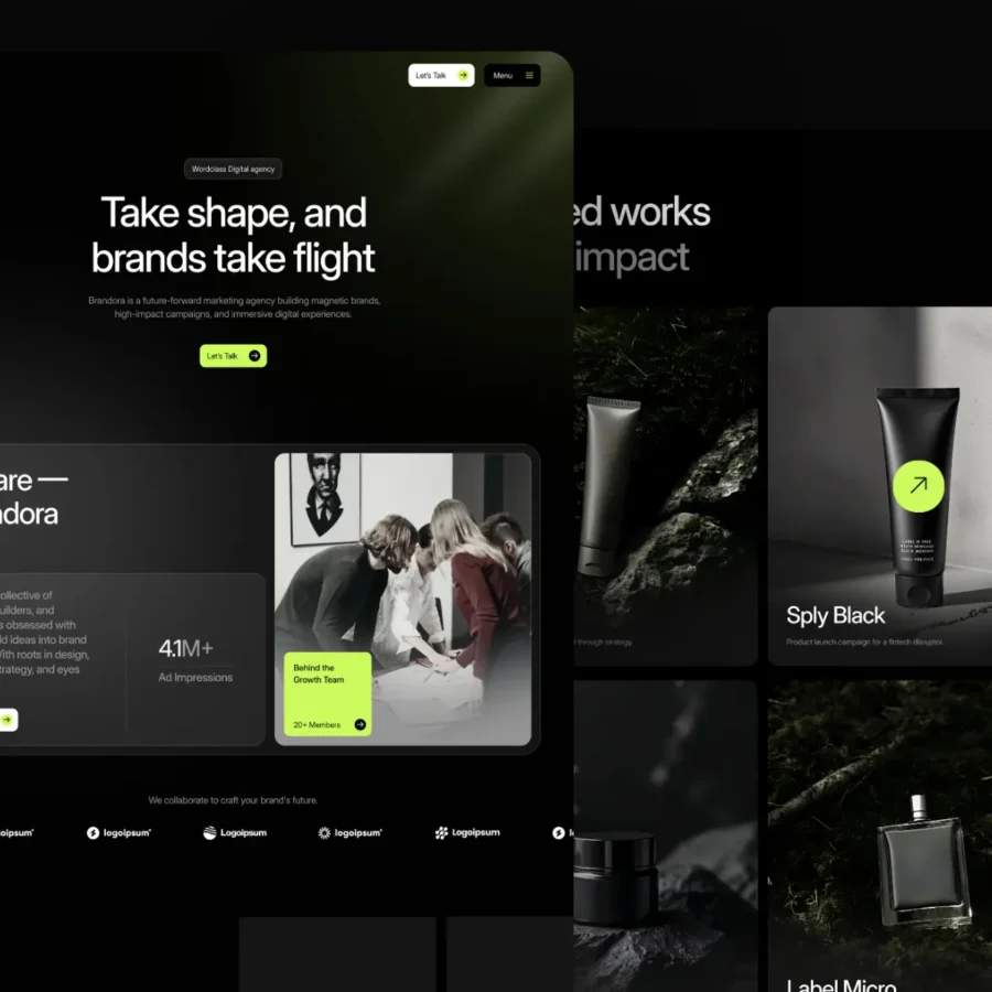 Brandora Co — Agency, Studio & Creative Template — Waida Studio Framer Template