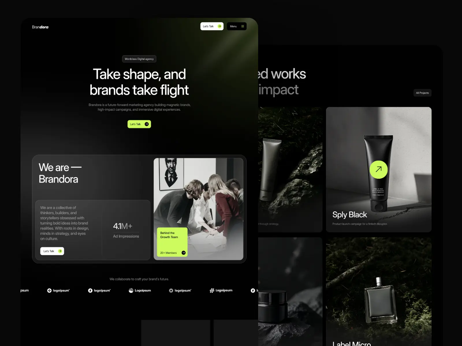 Brandora Co — Agency, Studio & Creative Template — Waida Studio Framer Template