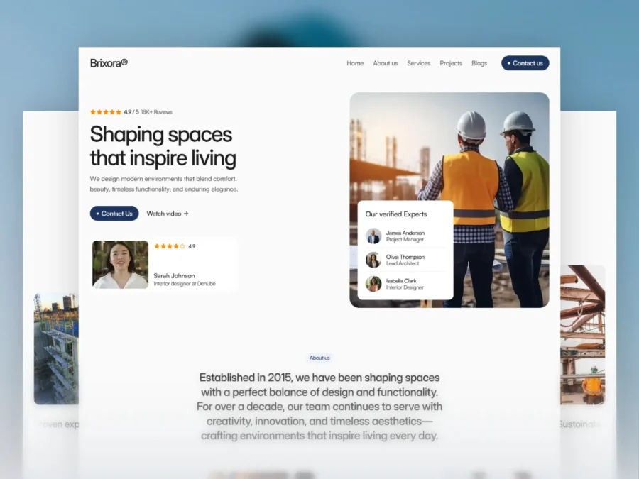 Brixora® — Construction framer template — Mudasir Hussain Framer Template