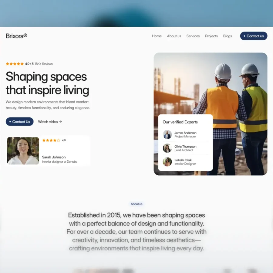 Brixora® — Construction framer template — Mudasir Hussain Framer Template