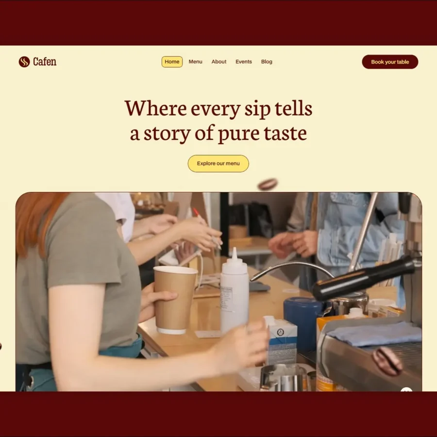 Cafen — Cafe & Restaurant Website Template — Salim from Webestica Framer Template