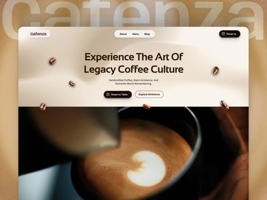 Cafenza — Cafe & Bistro Website Template — Jitu Raut Framer Template