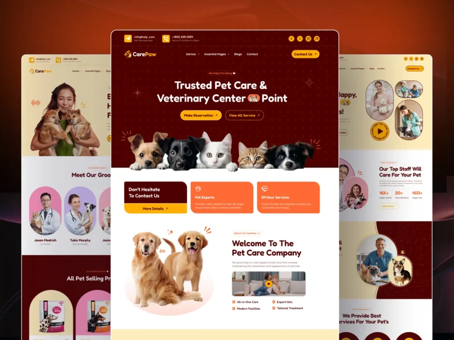 CarePaw — Pet Care & Veterinary Template — FramerDevs Framer Template
