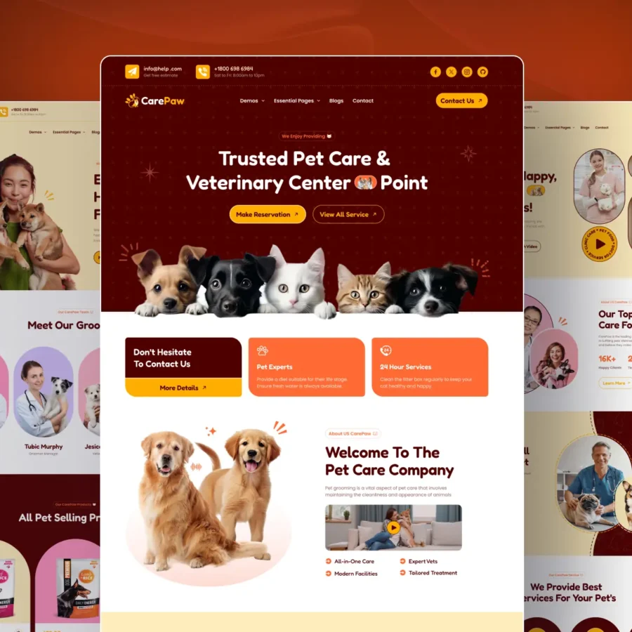 CarePaw — Pet Care & Veterinary Template — FramerDevs Framer Template