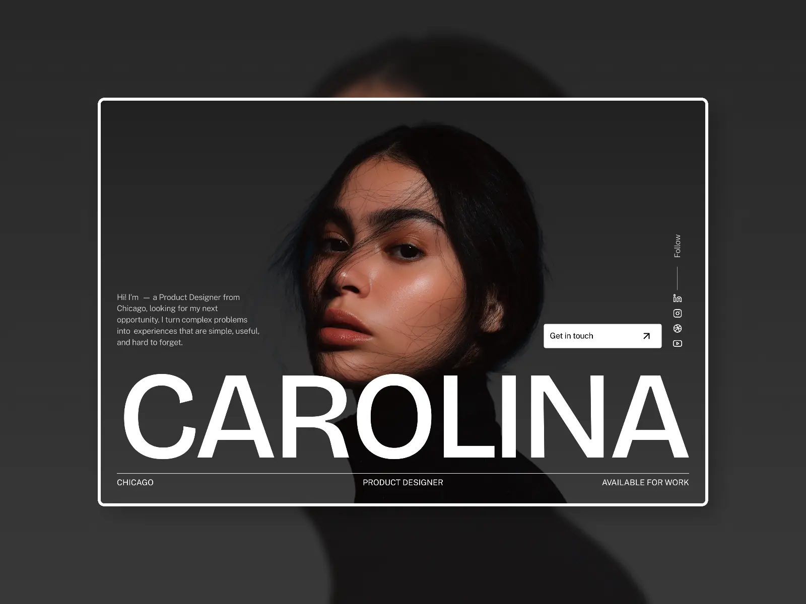 Carolina — Portfolio Starter Kit — Sonal Rastogi Framer Template