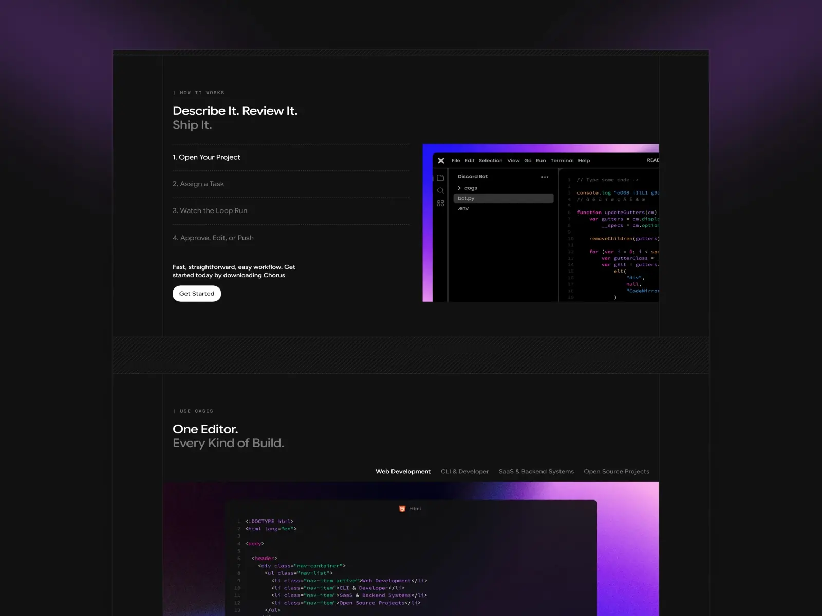 Chorus — Code Editor Landing Page