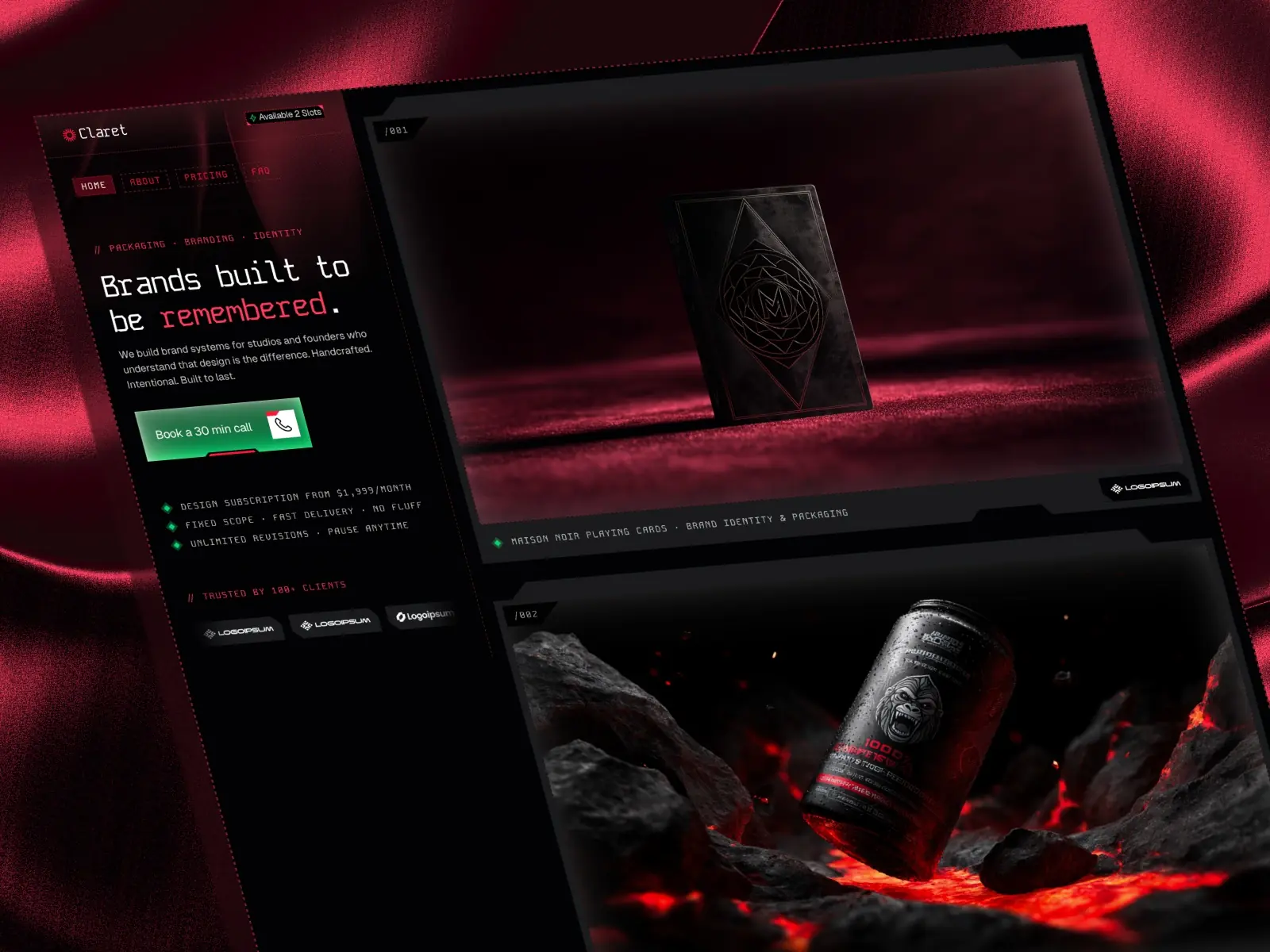 Claret — Dark Luxury Brand Agency Template — Blurr Haus Framer Template